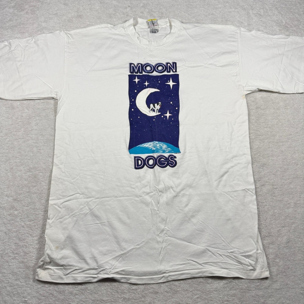 Vintage Big Dogs Moon Dogs Graphic T-Shirt White Oversized Made in USA One Size